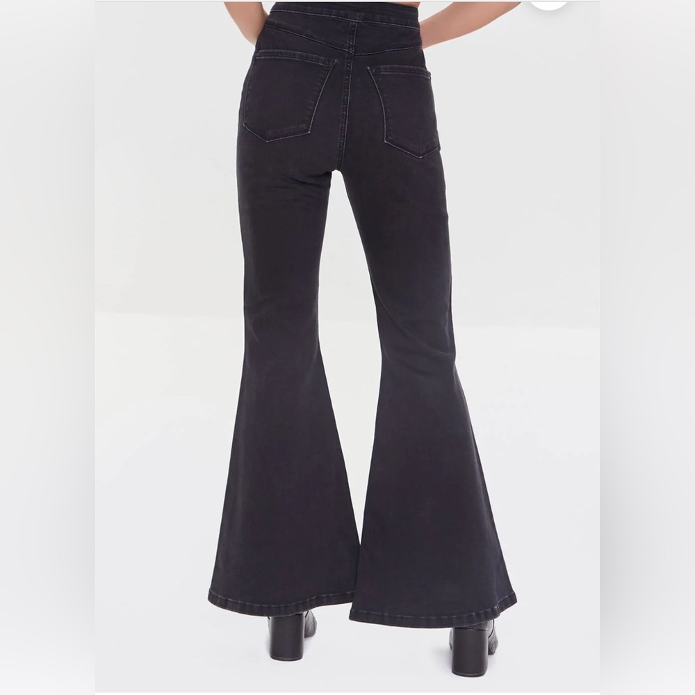 Forever 21 Premium Black Denim high waisted flair bell bottom size 27 - Picture 4 of 8